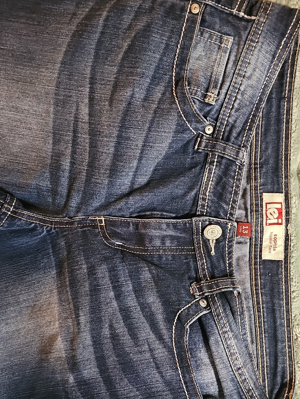 Lei Women’s/Juniors Dark Blue Denim Jeans Bootcut/Flare